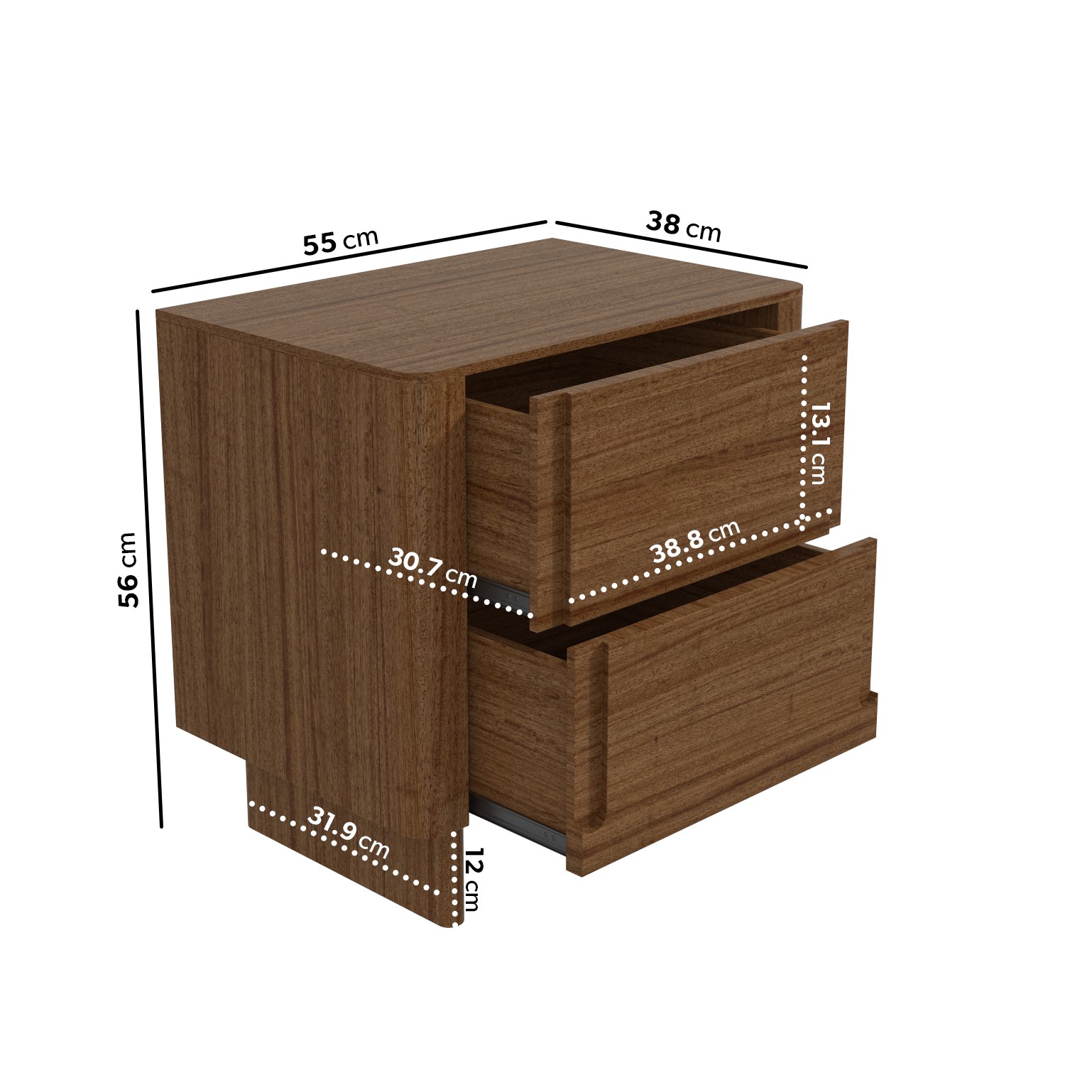 Read more about Dark wood mid century 2 drawer bedside table emile sustainable furniture